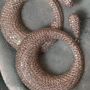 Silver Sparkling Oversized Hoop Stud Earrings