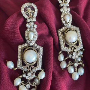 Vintage Pearl & Crystal Chandelier Earrings