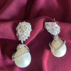 Pearl Drop Crystal Sparkle Earrings