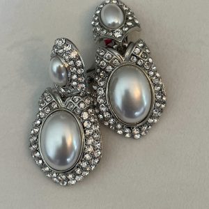 Silver and Pearl Oversized Chandelier Earrings